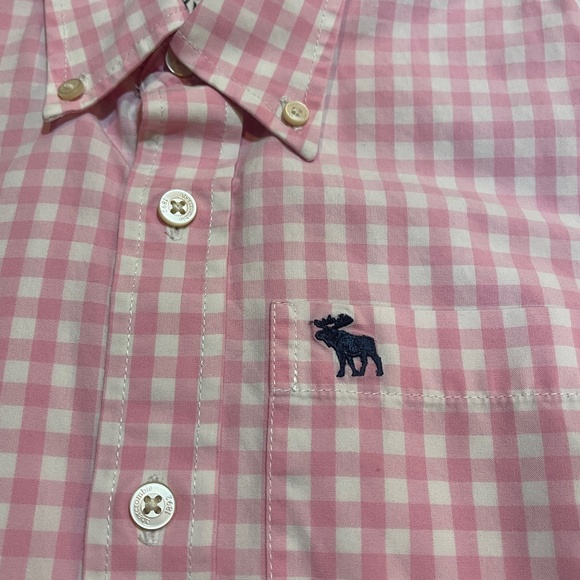 Abercrombie Kids Boy's Dress Muscle Shirt Pink White Gingham Size XL Easter - Picture 4 of 10